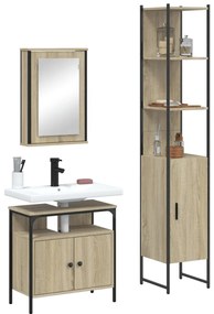 vidaXL 3 pcs conj. móveis casa banho derivados madeira carvalho sonoma