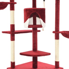 Árvore p/ gatos postes arranhadores sisal 203cm vermelho/branco