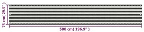 Tela varanda PEAD 75x500 cm antracite e branco