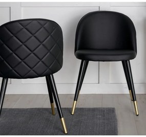 Venture Home Cadeiras jantar Velvet 2 pcs aspeto de couro preto/latão