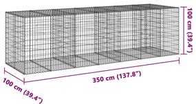 Cesto gabião com cobertura 350x100x100 cm ferro galvanizado