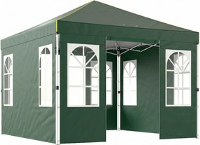 Tenda Dobrável 3x3 m Pop-up com UPF50+ 4 Laterais Removíveis Altura Ajustável e Bolsa de Transporte Verde
