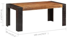 Mesa de jantar 180x90x76 cm madeira de mangueira maciça