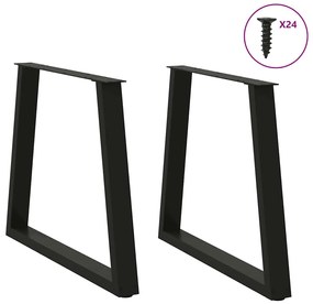 Pernas para mesa de jantar em V, 2 peças, pretas, 70x(72-73,3) cm, aço