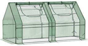 Outsunny Estufa Pequena Estufa de Exterior com Proteção Dupla Janelas Estufa para Cultivos de Plantas e Flores 180x90x90 cm Verde | Aosom Portugal