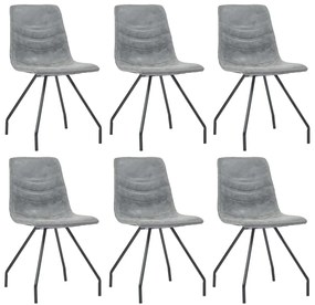 vidaXL Cadeiras de jantar 6 pcs couro artificial cinzento-escuro