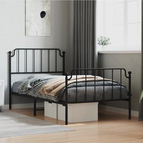 vidaXL Estrutura de cama com cabeceira e pés 100x190 cm metal preto