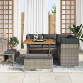 Conjunto de Sofá de Jardim vidaXL de 8 Peças com Almofadas Cinzas de R