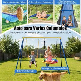 Conjunto de estrutura metálica para baloiço com capacidade para 250 kg, incluindo 2 baloiços elásticos e um disco voador, para jardim, pátio ou espaço