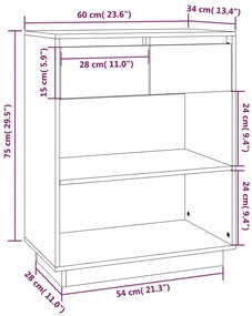 Armário consola 60x34x75 cm pinho maciço