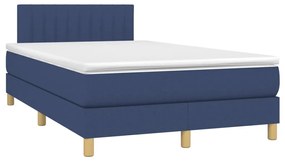 Cama box spring c/ colchão e LED 120x200 cm tecido azul