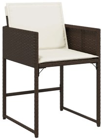 13 pcs conjunto jantar p/ jardim c/ almofadões vime PE castanho