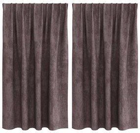 Cortinas de Veludo - 2 Peças com Ilhós Castanho 140x140 cm