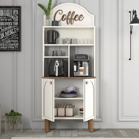 Armário de Cozinha/Sala "Caffè" - Creme - 81.3x201x35cm - Design Moder