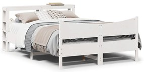 Estrutura de cama com cabeceira 140x200 cm pinho maciço branco