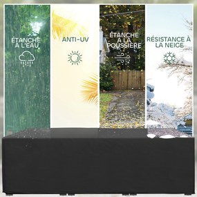 Capa para moveis de jardim em lona 222 x 155 x 67 cm, capa para mesa de jardim em tecido Oxford impermeável e anti-UV, preta