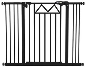 PawHut Barreira de Segurança Extensível para Animais de Estimação com Fecho Automático e Sistema de Duplo Bloqueio 74-100x76 cm Preto | Aosom Portugal
