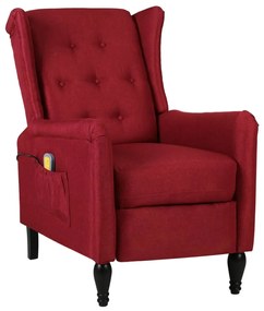 vidaXL Poltrona de massagens reclinável tecido vermelho tinto