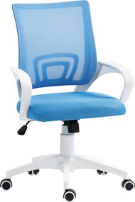 HOMCOM Cadeira Escritório de Malha Giratória com Altura Ajustável Função Basculante e Apoio para os Braços 57x55x89-109 cm Azul | Aosom Portugal