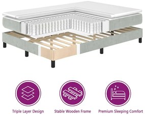 Cama Box com Colchão vidaXL Cinza Claro 90x190 cm Veludo