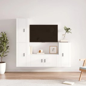 vidaXL Conjunto móveis de TV 4 pcs madeira processada branco