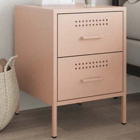 vidaXL Mesa de cabeceira 36x39x50,5 cm aço rosa