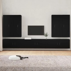 Conjunto móveis de TV 7 pcs madeira processada preto