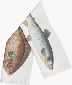 Panos de cozinha em linho Salmon & Turbot, conjunto de 2