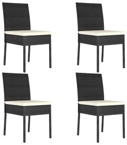 5 pcs conjunto de jantar para jardim vime PE preto