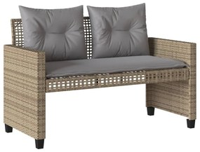 4pcs conj. de sofás para jardim c/almofadões vime PE/vidro bege