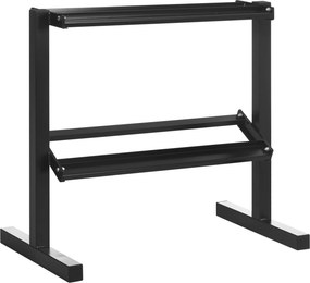 SPORTNOW Suporte para Halteres de 2 Níveis Suporte de Armazenamento para Halteres 92,5x50,5x80,5 cm Preto | Aosom Portugal