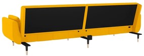 Sofá-cama 2 lugares com duas almofadas veludo amarelo