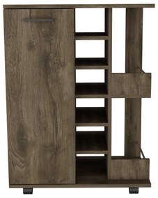 Móvel de bar Garrafeira Andorra com compartimento aberto, 82,1 cm a x 60 cm e x 37,7 cm p, Castanho