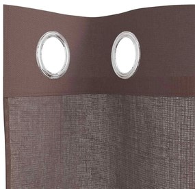 Cortinas de voile com ilhós 2 pcs castanho 140x225 cm