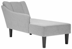 Chaise lounge com apoio de braço direito em tecido cinza nuvem