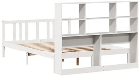Cama com estante sem colchão 140x200 cm pinho maciço branco