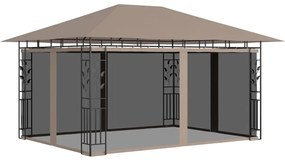 Gazebo c/ rede mosquiteira 4x3x2,73m 180 g/m² cinza-acastanhado