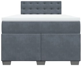 Cama boxspring com colchão 120x200 cm veludo cinzento-escuro