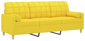 Sofá Mafra - De 3 Lugares - Com 2 Almofadas Decorativas - Cor Amarelo