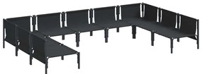 Conjunto de Sofá de Jardim 9 pcs Cinzento-escuro Aço