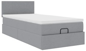 Cama otomana com colchão 90x200 cm tecido cinzento claro