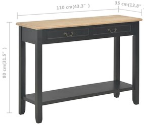 Mesa consola 110x35x80 cm madeira preto