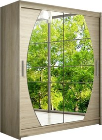 Roupeiro Closico 121, Carvalho sonoma, 200x150x58cm, 129 kg, Portas para roupeiro: Deslizante, Número de prateleiras: 5, Número de prateleiras: 5