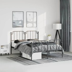 Estrutura de cama com cabeceira e pés 183x213 cm metal preto