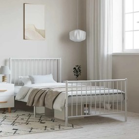Estrutura de cama com cabeceira e pés 100x200 cm metal branco