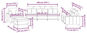 4 pcs conjunto de sofás com almofadas tecido cinzento-claro