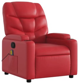 Poltrona de massagens reclinável couro artificial vermelho