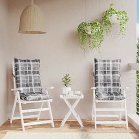 vidaXL Almofadões cadeira encosto alto 2 pcs oxford xadrez cinzento