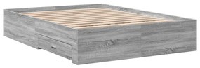 Estrutura de cama c/ gavetas derivados madeira cinza sonoma