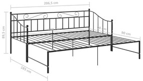 Estrutura sofá-cama de puxar 90x200 cm metal preto